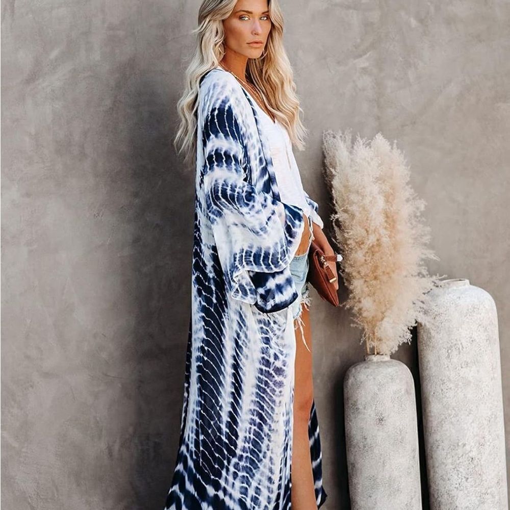 Maxi Kimono Swim Cover up Dress - Picture 3 of 5